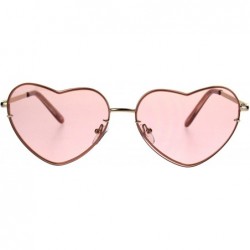 Rimless Womens Exposed Edge Rimless Heart Shape Hippie Color Lens Sunglasses - Pink - CJ18KQ8LYH4 $22.47