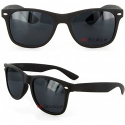 Wayfarer Retro Horned Rimmed Retro Classic Sunglasses Dark Lens (Flat-Black/Dark - 55mm) - C411G69MARB $17.75