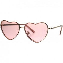 Rimless Womens Exposed Edge Rimless Heart Shape Hippie Color Lens Sunglasses - Pink - CJ18KQ8LYH4 $14.57