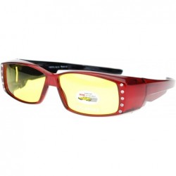 Rectangular Womens Rhinestone Polarized Yellow Night Driving Lens Fit Over Sunglasses - Red - C011QLSE72T $14.16