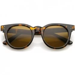 Wayfarer Classic High Sitting Arms Round Neutral Color Lens Horned Rimmed Sunglasses 49mm - Tortoise / Brown - C71865A7H3Y $9.05