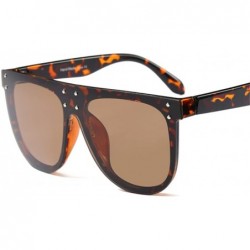 Goggle Designer Women Oversized Flat Top Super Star Sunglasses UV400 Rivet Goggle - Leopard - C7188OAALE9 $9.42