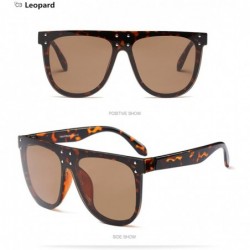 Goggle Designer Women Oversized Flat Top Super Star Sunglasses UV400 Rivet Goggle - Leopard - C7188OAALE9 $9.42