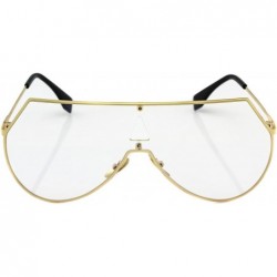 Aviator Oversize Unisex Flat Top Aviator Retro Shield Mirrored Lens Rimless Sunglasses - Clear Lens - C717Z6ZWER6 $12.02