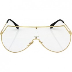 Aviator Oversize Unisex Flat Top Aviator Retro Shield Mirrored Lens Rimless Sunglasses - Clear Lens - C717Z6ZWER6 $12.02