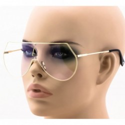 Aviator Oversize Unisex Flat Top Aviator Retro Shield Mirrored Lens Rimless Sunglasses - Clear Lens - C717Z6ZWER6 $12.02