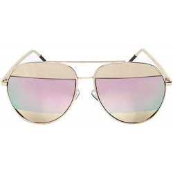 Aviator Split Aviator Unisex Sunglasses - Pink Mirrored Lens - Silver Frame - CP18OIS6LAQ $27.64