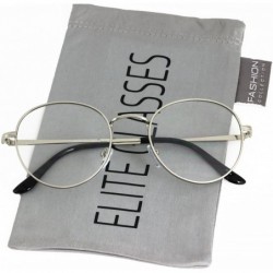 Round VINTAGE RETRO Nerd Style Clear Lens Round Gold Silver Frame Men Women EYE GLASSES - Silver - CS18C3C89QK $18.19