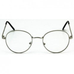 Round VINTAGE RETRO Nerd Style Clear Lens Round Gold Silver Frame Men Women EYE GLASSES - Silver - CS18C3C89QK $7.97