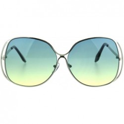 Square Womens Fashion Sunglasses Oversized Soft Square Metal Frame Gradient Lens - Silver (Blue Yellow) - CD186ZD75QC $11.38