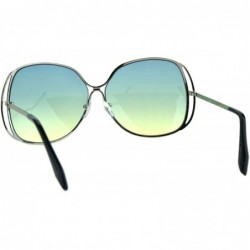 Square Womens Fashion Sunglasses Oversized Soft Square Metal Frame Gradient Lens - Silver (Blue Yellow) - CD186ZD75QC $11.38