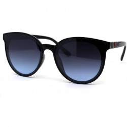 Round Womens Hipster Elegant Round Horn Rim Plastic Sunglasses - Shiny Black Blue - CV195KI7MZR $23.07