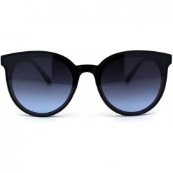 Round Womens Hipster Elegant Round Horn Rim Plastic Sunglasses - Shiny Black Blue - CV195KI7MZR $10.60