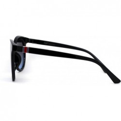 Round Womens Hipster Elegant Round Horn Rim Plastic Sunglasses - Shiny Black Blue - CV195KI7MZR $10.60