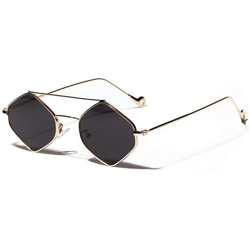 Square New fashion trend multilateral square small frame diamond unisex sunglasses - Black - CM18KOCK2G7 $11.04