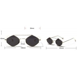 Square New fashion trend multilateral square small frame diamond unisex sunglasses - Black - CM18KOCK2G7 $11.04