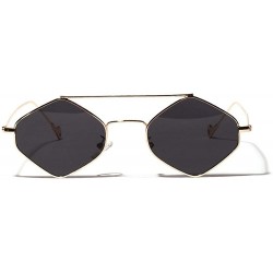 Square New fashion trend multilateral square small frame diamond unisex sunglasses - Black - CM18KOCK2G7 $11.04