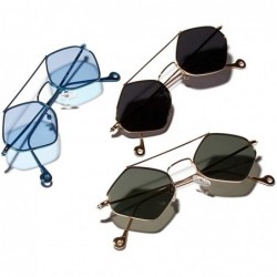 Square New fashion trend multilateral square small frame diamond unisex sunglasses - Black - CM18KOCK2G7 $11.04