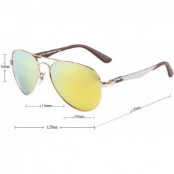 Aviator Classic Polarized Sunglasses Mens Aviator Mirrored Blue Lens Metal Frame Sun Glasses Women Lightweight Lsp801t - CY11...