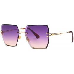 Round Fashion Men women Oversized Frameless Candy color Sunglasses UV400 - Purple Red - C218N9RHD9N $13.60