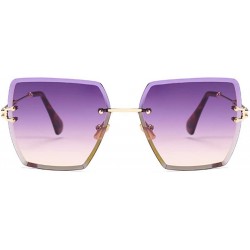 Round Fashion Men women Oversized Frameless Candy color Sunglasses UV400 - Purple Red - C218N9RHD9N $13.60