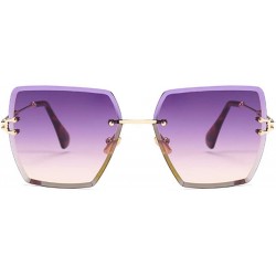 Round Fashion Men women Oversized Frameless Candy color Sunglasses UV400 - Purple Red - C218N9RHD9N $13.60