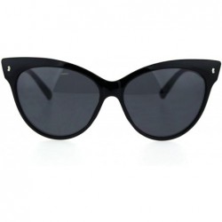 Cat Eye Womens Oversize Cat Eye Horn Rim Plastic Retro Sunglasses - All Black - CV18SKRQRZ7 $23.72