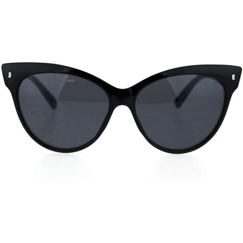 Cat Eye Womens Oversize Cat Eye Horn Rim Plastic Retro Sunglasses - All Black - CV18SKRQRZ7 $12.80