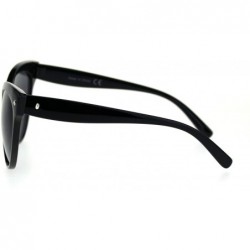 Cat Eye Womens Oversize Cat Eye Horn Rim Plastic Retro Sunglasses - All Black - CV18SKRQRZ7 $12.80