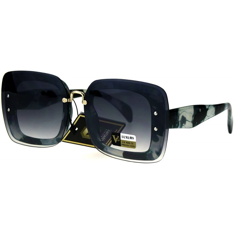 Rimless Rimless Rectangular Luxury Designer Fashion Womens Plastic Sunglasses - Grey Marble - CA17AYXOAIY $9.00