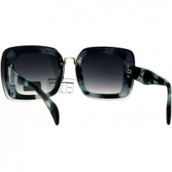 Rimless Rimless Rectangular Luxury Designer Fashion Womens Plastic Sunglasses - Grey Marble - CA17AYXOAIY $9.00