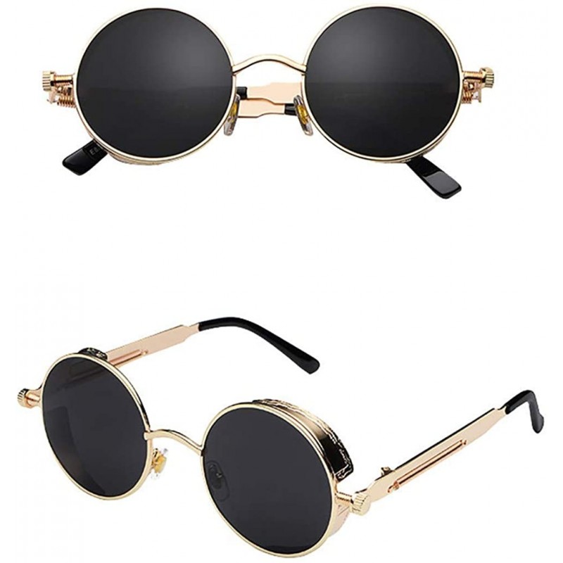 Wrap Men's and women's universal classic steampunk sunglasses sunglasses - Black/2 - CK18SAMEXY8 $11.22