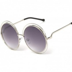 Oversized Oversized lens Mirror Sunglasses Women Brand Designer Metal Frame Lady Sun Glasses - 9-gold-blue - C418W7E8W27 $13.78