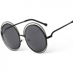 Oversized Oversized lens Mirror Sunglasses Women Brand Designer Metal Frame Lady Sun Glasses - 9-gold-blue - C418W7E8W27 $13.78