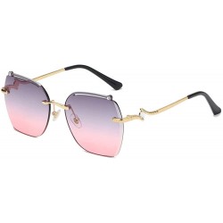 Oval frameless sunglasses personalized irregular glasses Gold - CY1983CSL2T $35.07