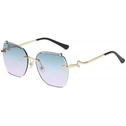 Oval frameless sunglasses personalized irregular glasses Gold - CY1983CSL2T $35.07