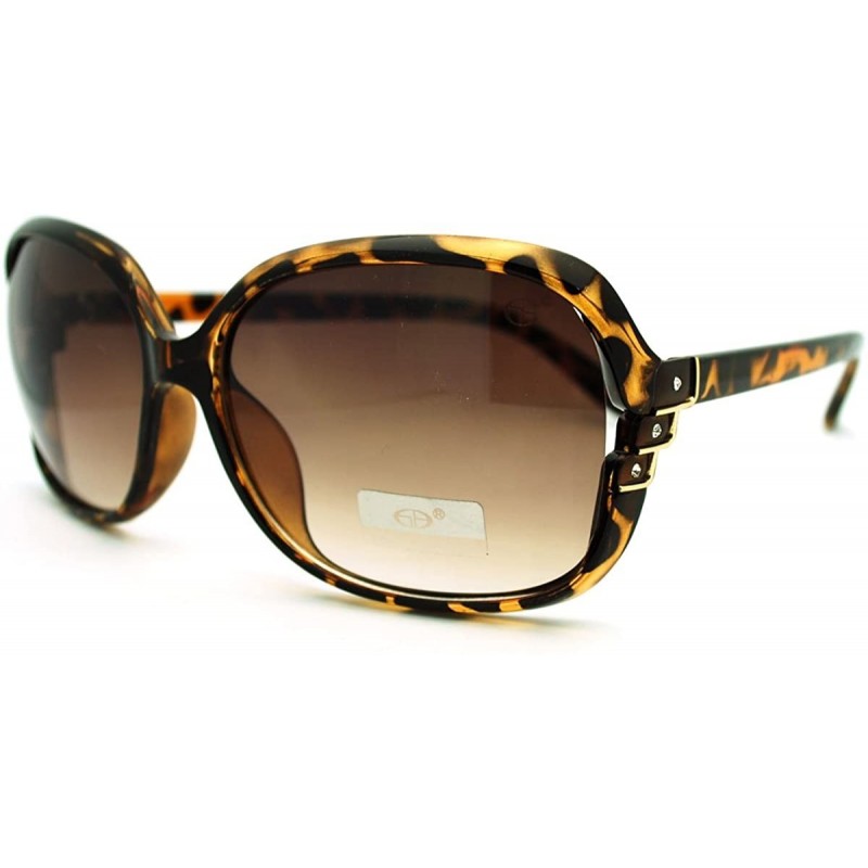 Square Oversized Square Sunglasses for Women Elegant Rhinestone Design - Tortoise - CR11GBS7K4V $12.64