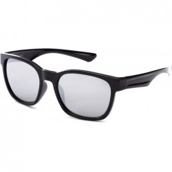 Round "Commander" Fashion Round Sunglasses with Temple Design UV 400 Protection - Black/Mirror - C612N8TIL4U $19.79