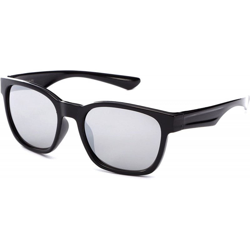 Round "Commander" Fashion Round Sunglasses with Temple Design UV 400 Protection - Black/Mirror - C612N8TIL4U $11.68