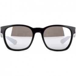 Round "Commander" Fashion Round Sunglasses with Temple Design UV 400 Protection - Black/Mirror - C612N8TIL4U $11.68