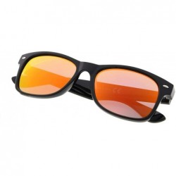 Wrap Classic Polarized Sunglasses Men Women - Black Frame-red Mirror - CS12BGKSPBZ $27.43