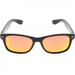 Wrap Classic Polarized Sunglasses Men Women - Black Frame-red Mirror - CS12BGKSPBZ $15.58