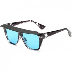 Shield Retro Vintage Shield Flat Lens UV Protection Fashion Sunglasses for Men and Women - Blue - CK18IR4KLQ3 $17.21