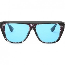 Shield Retro Vintage Shield Flat Lens UV Protection Fashion Sunglasses for Men and Women - Blue - CK18IR4KLQ3 $8.72