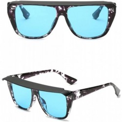 Shield Retro Vintage Shield Flat Lens UV Protection Fashion Sunglasses for Men and Women - Blue - CK18IR4KLQ3 $8.72