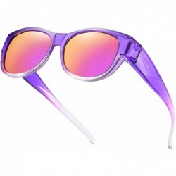 Wrap Oversized Fits Over Sunglasses Mirrored Polarized Lens Cateye for Women and Men Driver Goggles - Purple (Tr90) - CB1920E...