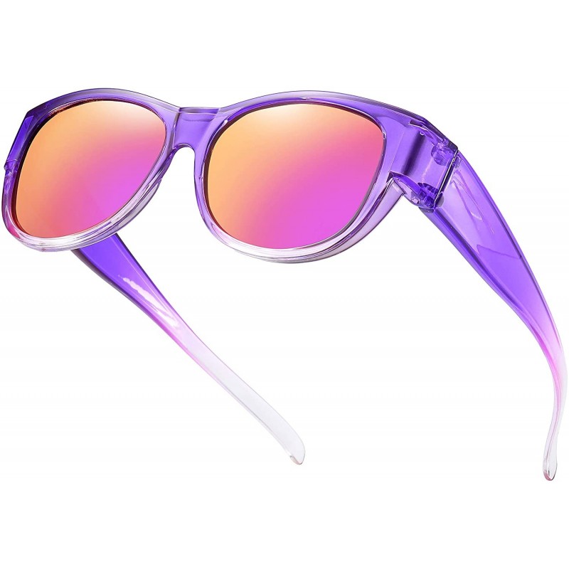 Wrap Oversized Fits Over Sunglasses Mirrored Polarized Lens Cateye for Women and Men Driver Goggles - Purple (Tr90) - CB1920E...