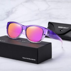Wrap Oversized Fits Over Sunglasses Mirrored Polarized Lens Cateye for Women and Men Driver Goggles - Purple (Tr90) - CB1920E...