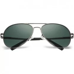 Aviator Aviator Sunglasses For Men/Women Polarized UV protection With 58mm Lens - Lightweight - Silver Frame/Green Lens - C91...