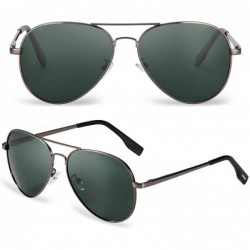 Aviator Aviator Sunglasses For Men/Women Polarized UV protection With 58mm Lens - Lightweight - Silver Frame/Green Lens - C91...